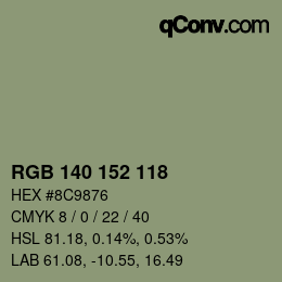 颜色代码: RGB 140 152 118 | qconv.com