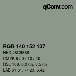 カラーコード: RGB 140 152 137 | qconv.com