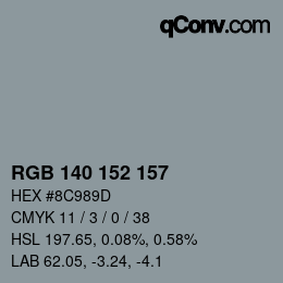 カラーコード: RGB 140 152 157 | qconv.com