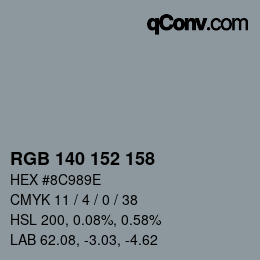 カラーコード: RGB 140 152 158 | qconv.com