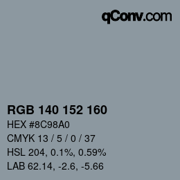 颜色代码: RGB 140 152 160 | qconv.com
