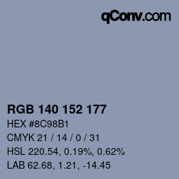颜色代码: RGB 140 152 177 | qconv.com