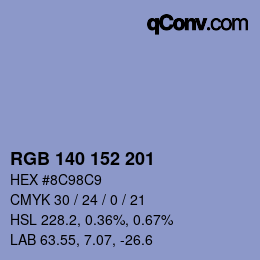 Color code: RGB 140 152 201 | qconv.com