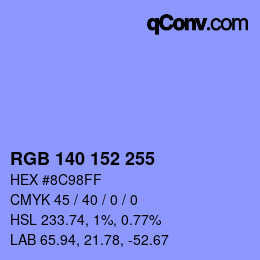 Color code: RGB 140 152 255 | qconv.com