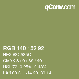カラーコード: RGB 140 152 92 | qconv.com