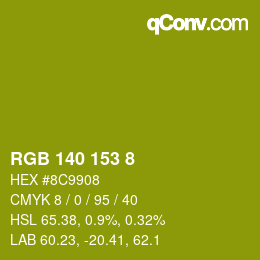 Color code: RGB 140 153 8 | qconv.com