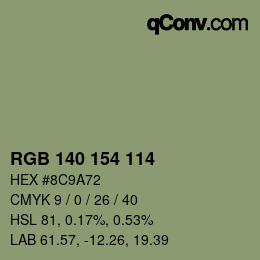 Color code: RGB 140 154 114 | qconv.com