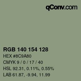 Color code: RGB 140 154 128 | qconv.com