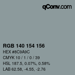 Farbcode: RGB 140 154 156 | qconv.com