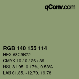 Color code: RGB 140 155 114 | qconv.com