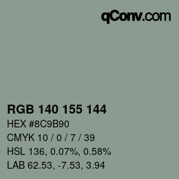 颜色代码: RGB 140 155 144 | qconv.com