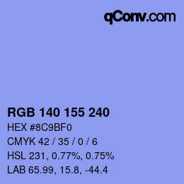 カラーコード: RGB 140 155 240 | qconv.com