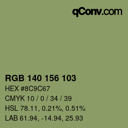 颜色代码: RGB 140 156 103 | qconv.com