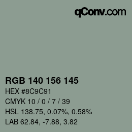 颜色代码: RGB 140 156 145 | qconv.com
