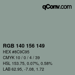 カラーコード: RGB 140 156 149 | qconv.com