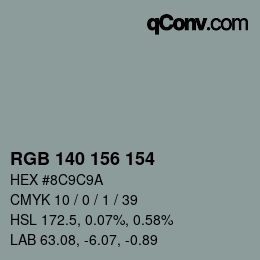 颜色代码: RGB 140 156 154 | qconv.com