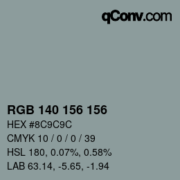 颜色代码: RGB 140 156 156 | qconv.com