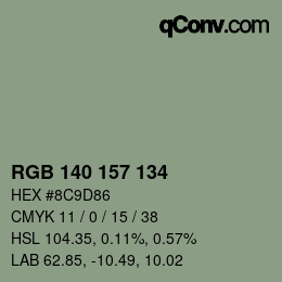 Código de color: RGB 140 157 134 | qconv.com