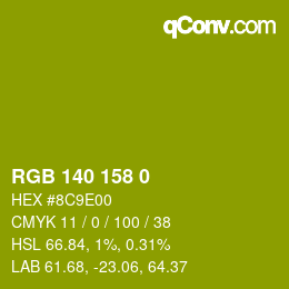 Color code: RGB 140 158 0 | qconv.com