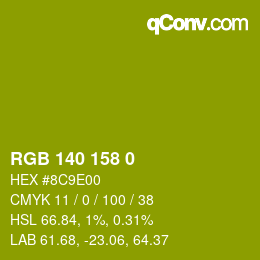 カラーコード: RGB 140 158 0 | qconv.com