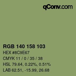 Color code: RGB 140 158 103 | qconv.com