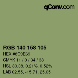 カラーコード: RGB 140 158 105 | qconv.com