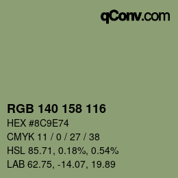 Color code: RGB 140 158 116 | qconv.com