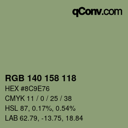 颜色代码: RGB 140 158 118 | qconv.com
