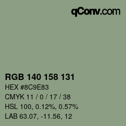 颜色代码: RGB 140 158 131 | qconv.com