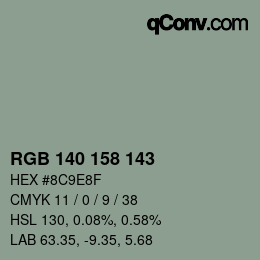 カラーコード: RGB 140 158 143 | qconv.com