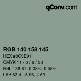 颜色代码: RGB 140 158 145 | qconv.com