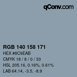 颜色代码: RGB 140 158 171 | qconv.com