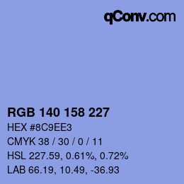 カラーコード: RGB 140 158 227 | qconv.com