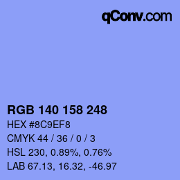 カラーコード: RGB 140 158 248 | qconv.com