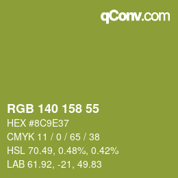 カラーコード: RGB 140 158 55 | qconv.com
