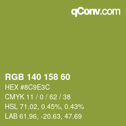 カラーコード: RGB 140 158 60 | qconv.com