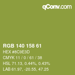 カラーコード: RGB 140 158 61 | qconv.com