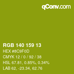 カラーコード: RGB 140 159 13 | qconv.com