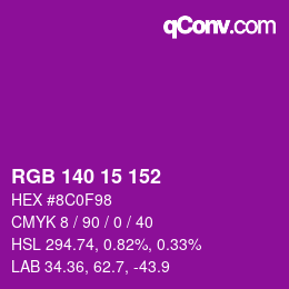 Color code: RGB 140 15 152 | qconv.com