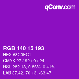 Color code: RGB 140 15 193 | qconv.com