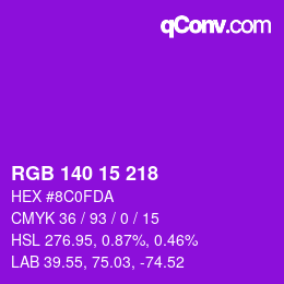 カラーコード: RGB 140 15 218 | qconv.com