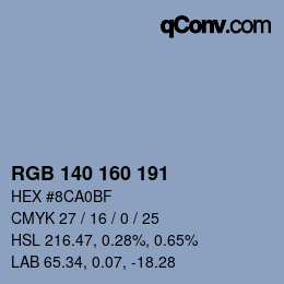 颜色代码: RGB 140 160 191 | qconv.com