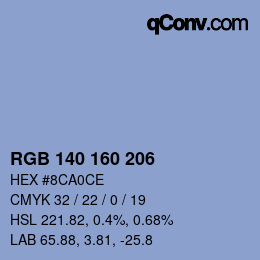 Color code: RGB 140 160 206 | qconv.com