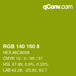 颜色代码: RGB 140 160 8 | qconv.com