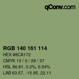Color code: RGB 140 161 114 | qconv.com