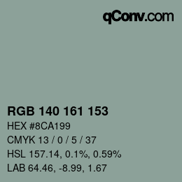 カラーコード: RGB 140 161 153 | qconv.com