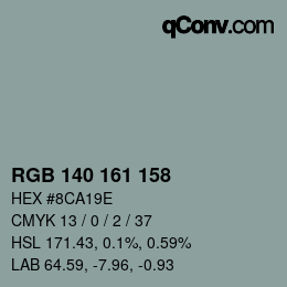 颜色代码: RGB 140 161 158 | qconv.com