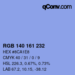 Color code: RGB 140 161 232 | qconv.com