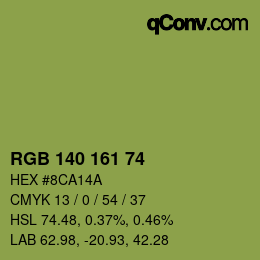Color code: RGB 140 161 74 | qconv.com