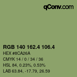 カラーコード: RGB 140 162.4 106.4 | qconv.com